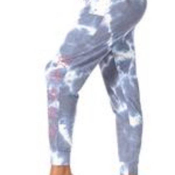 RAE DUNN Navy & White Tie Dye Patch Pocket Joggers - Picture 3 of 3